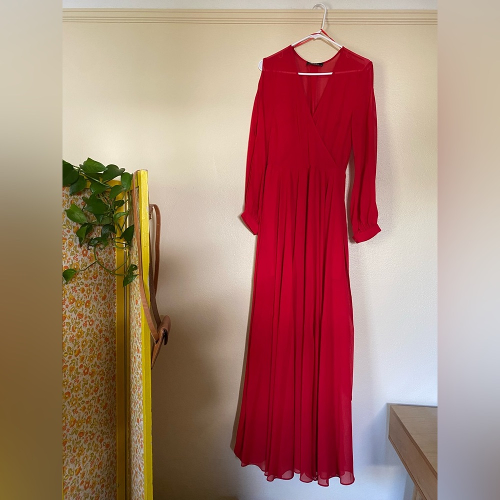 Akira Red Maxi Cold Shoulder Dress